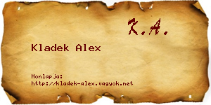 Kladek Alex névjegykártya